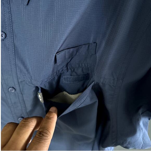 The American Outdoorsman Fishing Blue Button Up Mens Top Size XXL Short Sleeve - Picture 4 of 11